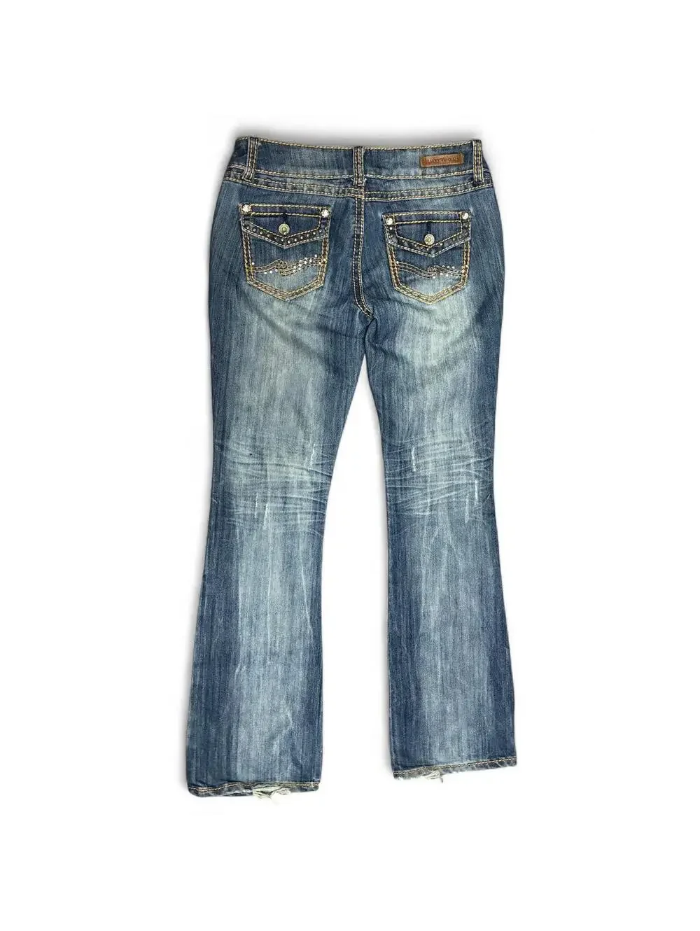 Almost Famous Y2K Studded Distressed Bootcut Jeans Size 7